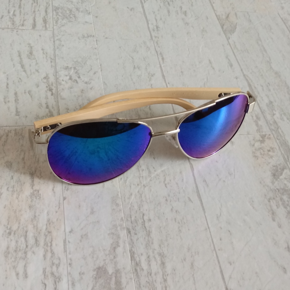 NEW GENUINE BAMBOO POLARIZED AVIATOR SUNGLASSES - Picture 3 of 9